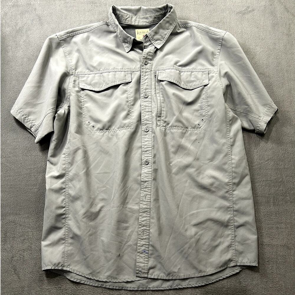 Red Head Men's Vented Performance Shirt Size XL Gray (some stains) Short Sleeve